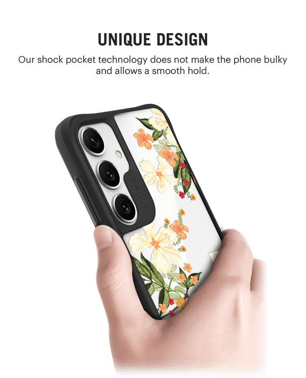 Yellow Hibiscus Black Hybrid Clear Case Cover For Samsung Galaxy S24 Plus