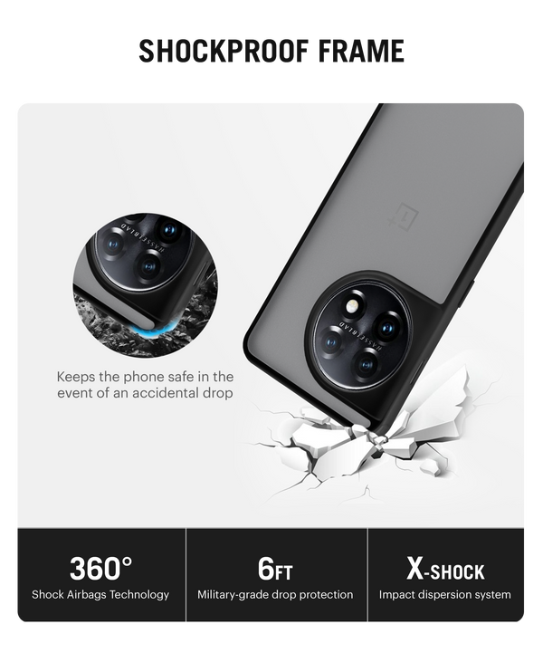 Black Frosted Clear Case Cover For OnePlus 11