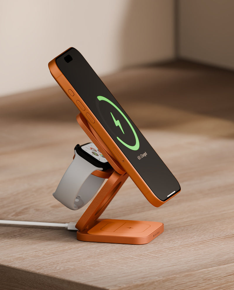 surge-foldaway-3-in-1-qi22-certified-magsafe-compatible-wireless-charger-cosmic-orange