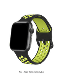 Black-Lime Ribbed Silicone Apple WatchBand (42/44/45mm)