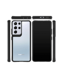 DailyObjects Clear White Daisy Black Hybrid Clear Case Cover For Samsung Galaxy S21 Ultra
