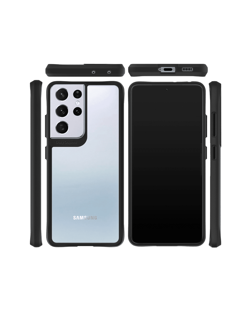 DailyObjects Lemony Leafy Black Hybrid Clear Case Cover For Samsung Galaxy S21 Ultra