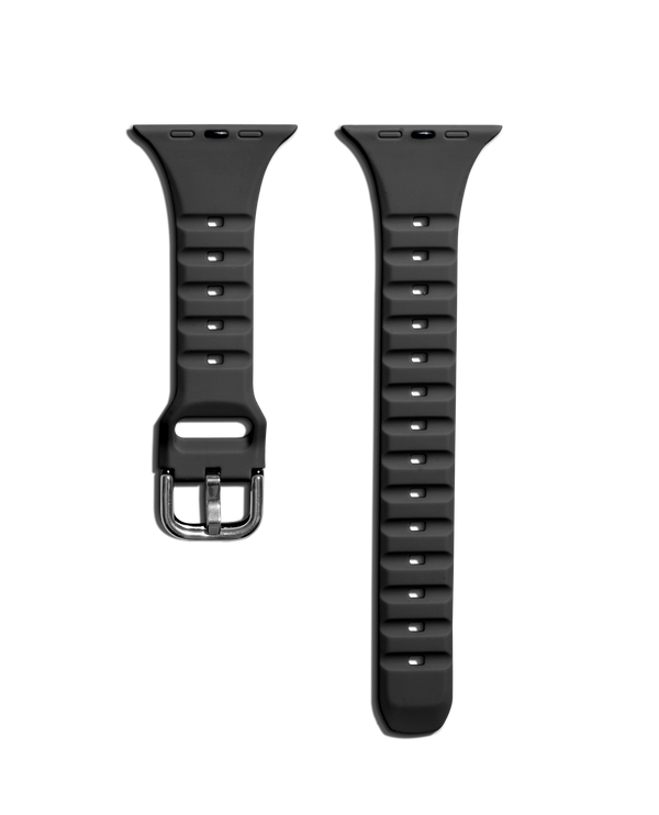 Black Ribbed Silicone Apple WatchBand (38/40/41mm)