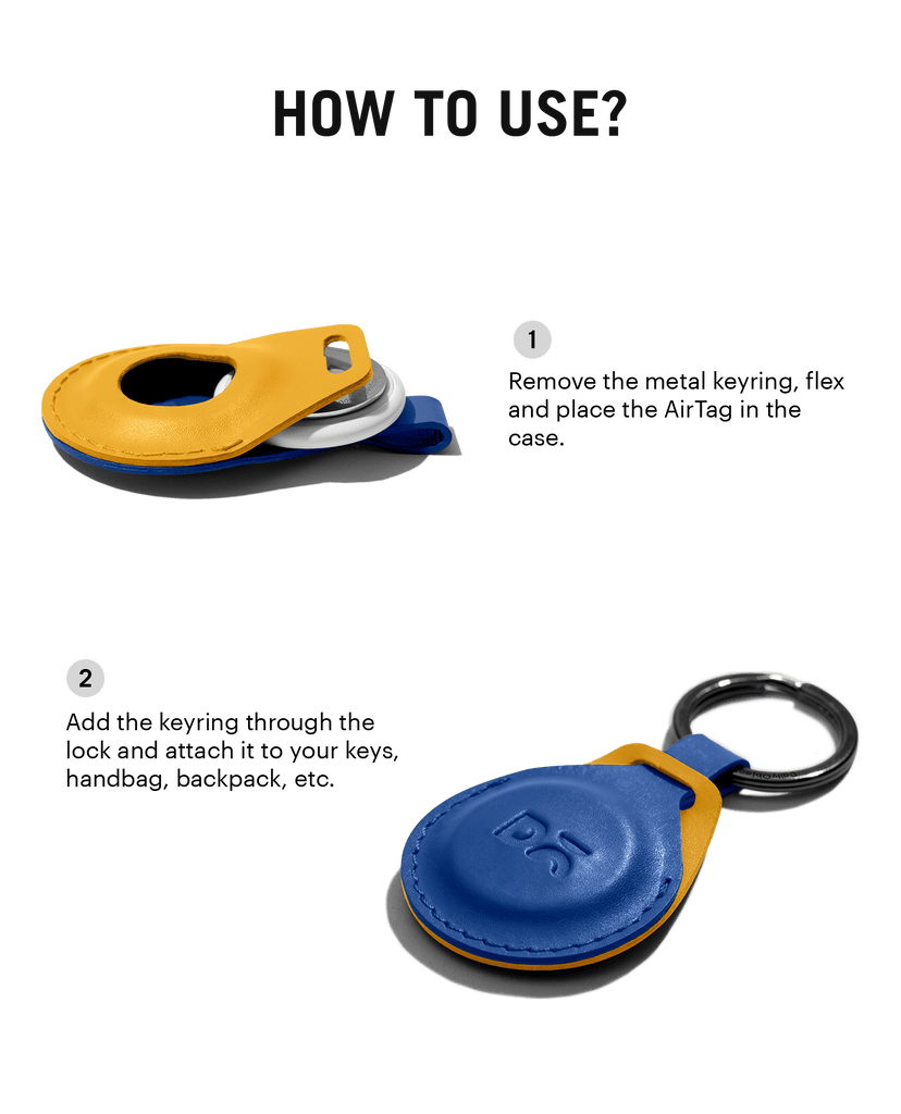 Blue-Mustard Yika AirTag Case (Round)