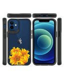 DailyObjects Clear Bright Sunflowers Black Hybrid Clear Case Cover For iPhone 12 Mini