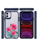 DailyObjects Clear Hibiscus Blue Hybrid Clear Case Cover For iPhone 11