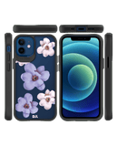 DailyObjects Clear Mauve & White Flowers Black Hybrid Clear Case Cover For iPhone 12 Mini