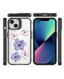 DailyObjects Clear Mauve & White Flowers Black Hybrid Clear Case Cover For iPhone 13 Mini