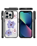DailyObjects Clear Mauve & White Flowers Black Hybrid Clear Case Cover For iPhone 13 Pro Max