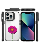 DailyObjects Clear Painted Purple Flower Black Hybrid Clear Phone Case Cover For iPhone 14 Pro Max