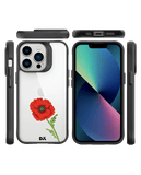 DailyObjects Clear Painted Red Flower Black Hybrid Clear Phone Case Cover For iPhone 14 Pro Max