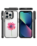 DailyObjects Clear Pink & Purple Painted Flower Black Hybrid Clear Phone Case Cover For iPhone 14 Pro Max