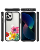 DailyObjects Clear Pink & Yellow Flowers Black Hybrid Clear Case Cover For iPhone 11 Pro
