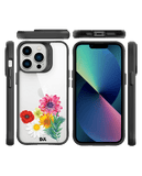 DailyObjects Clear Pink & Yellow Flowers Black Hybrid Clear Case Cover For iPhone 13 Pro Max