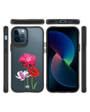 DailyObjects Clear Pink Red & White Flowers Black Hybrid Clear Case Cover For iPhone 12 Pro Max