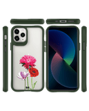 DailyObjects Clear Pink Red & White Flowers Green Hybrid Clear Case Cover For iPhone 11 Pro Max