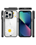DailyObjects Clear Three White Daisies Black Hybrid Clear Phone Case Cover For iPhone 14 Pro Max