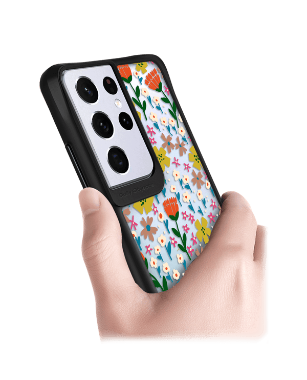 DailyObjects Auburn Tulips Black Hybrid Clear Case Cover For Samsung Galaxy S21 Ultra