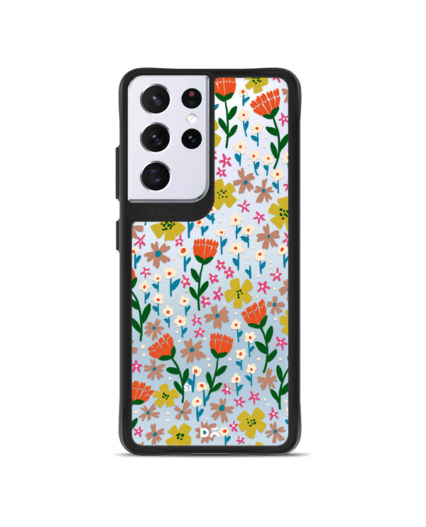 DailyObjects Auburn Tulips Black Hybrid Clear Case Cover For Samsung Galaxy S21 Ultra