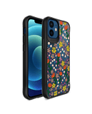 DailyObjects Auburn Tulips Black Hybrid Clear Case Cover For iPhone 12 Mini