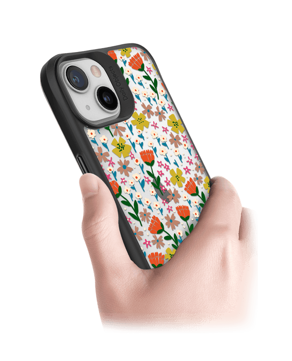 DailyObjects Auburn Tulips Black Hybrid Clear Case Cover For iPhone 13 Mini