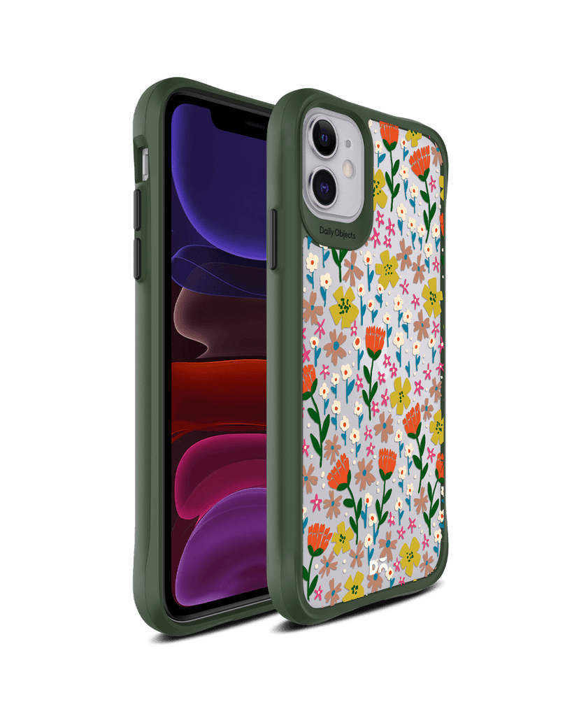 DailyObjects Auburn Tulips Green Hybrid Clear Case Cover For iPhone 11