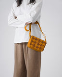 Brown Houndstooth Sol Box Shoulder Bag