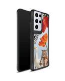 DailyObjects Cat Skate Black Hybrid Clear Case Cover For Samsung Galaxy S21 Ultra