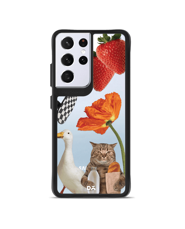 DailyObjects Cat Skate Black Hybrid Clear Case Cover For Samsung Galaxy S21 Ultra