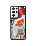 DailyObjects Cat Skate Black Hybrid Clear Case Cover For Samsung Galaxy S21 Ultra