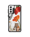 DailyObjects Cat Skate Black Hybrid Clear Case Cover For Samsung Galaxy S21