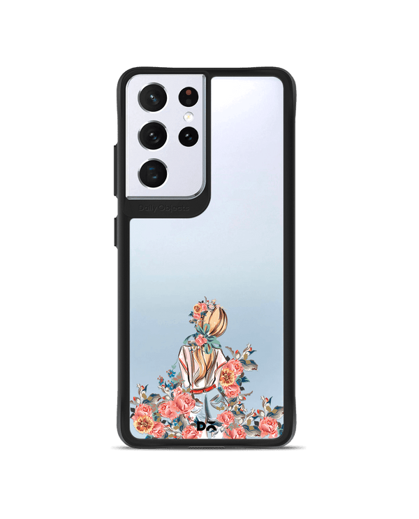 DailyObjects China Rose Black Hybrid Clear Case Cover For Samsung Galaxy S21 Ultra