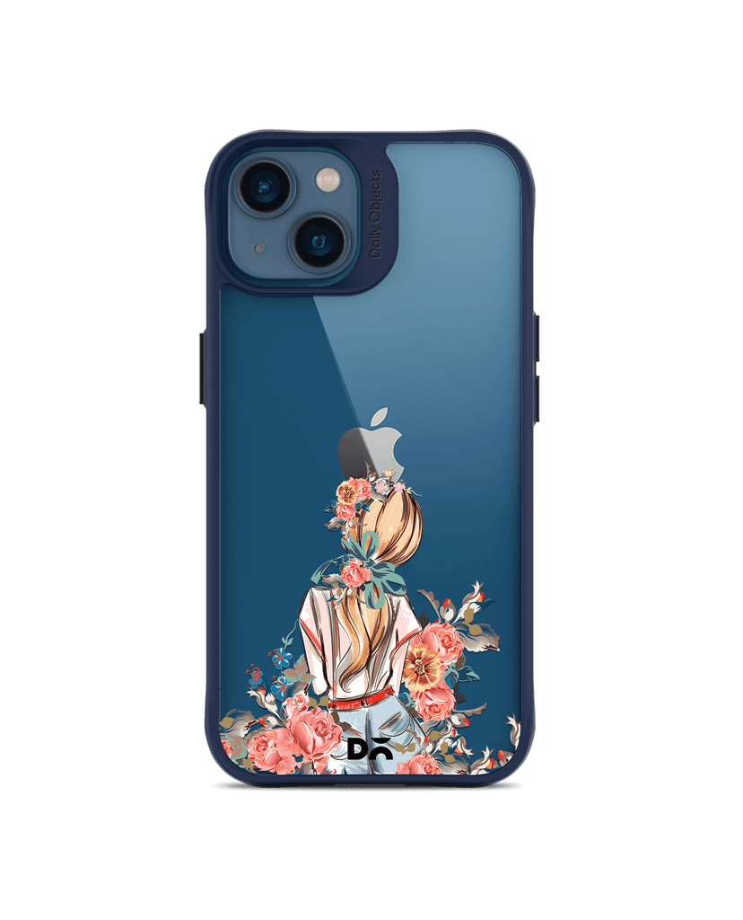 DailyObjects China Rose Blue Hybrid Clear Case Cover For iPhone 13