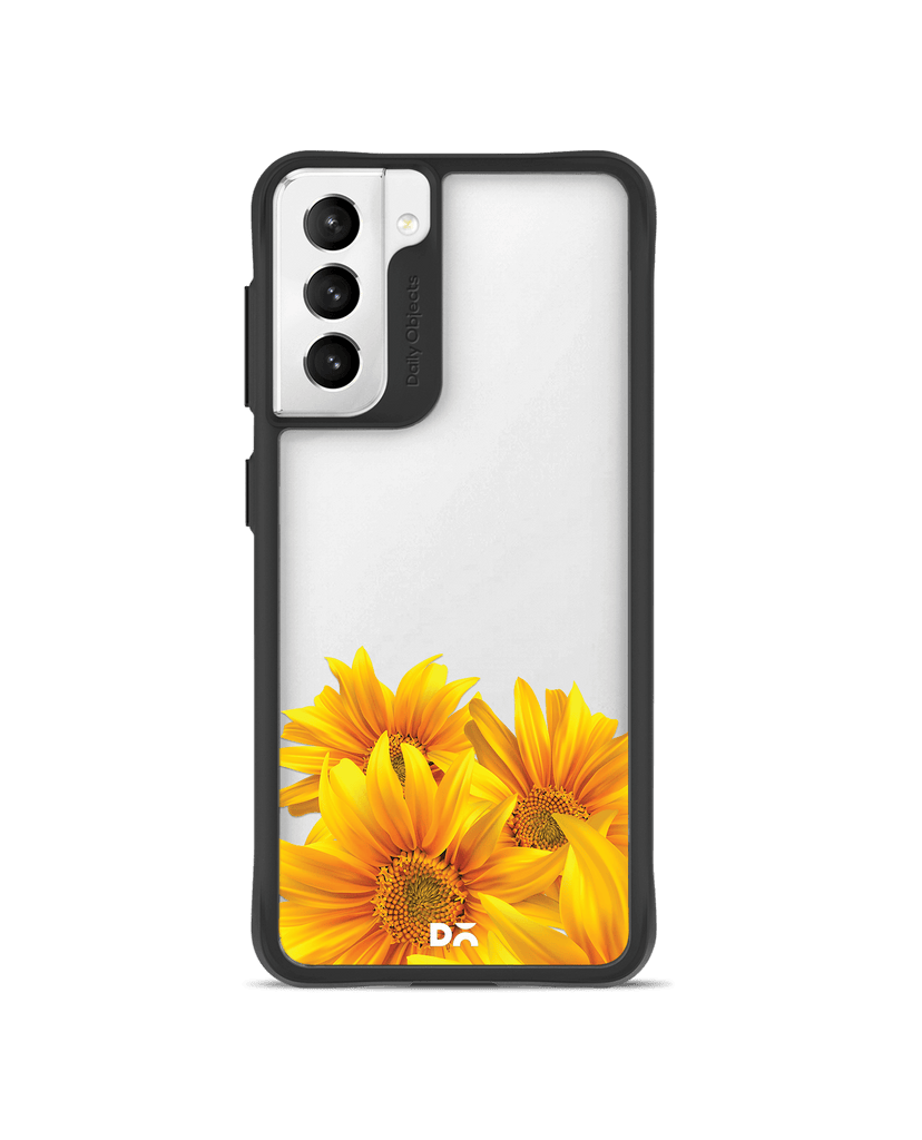 DailyObjects Clear Bright Sunflowers Black Hybrid Clear Case Cover For Samsung Galaxy S21 Plus