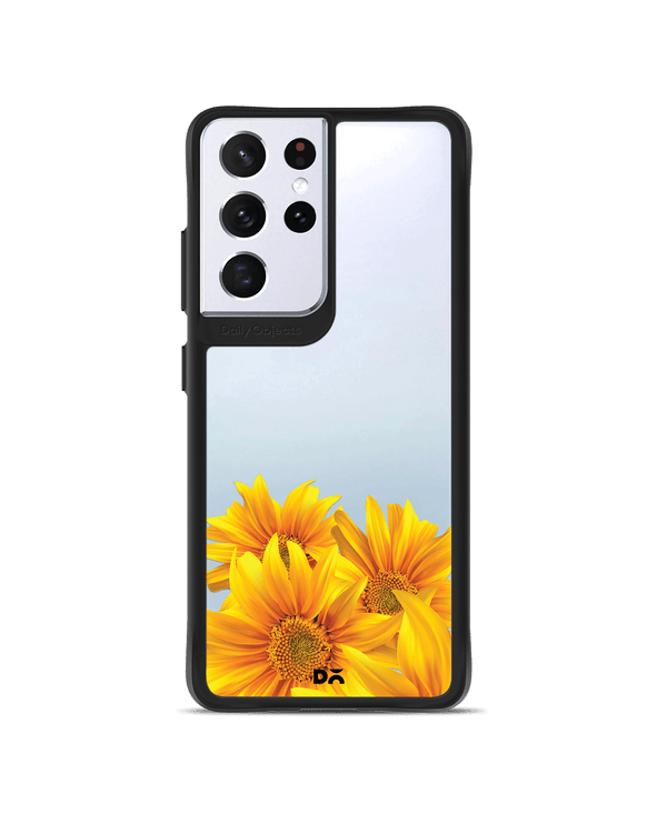 DailyObjects Clear Bright Sunflowers Black Hybrid Clear Case Cover For Samsung Galaxy S21 Ultra