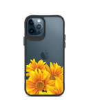 DailyObjects Clear Bright Sunflowers Black Hybrid Clear Case Cover For iPhone 12 Pro Max