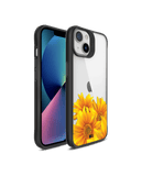 DailyObjects Clear Bright Sunflowers Black Hybrid Clear Case Cover For iPhone 13 Mini
