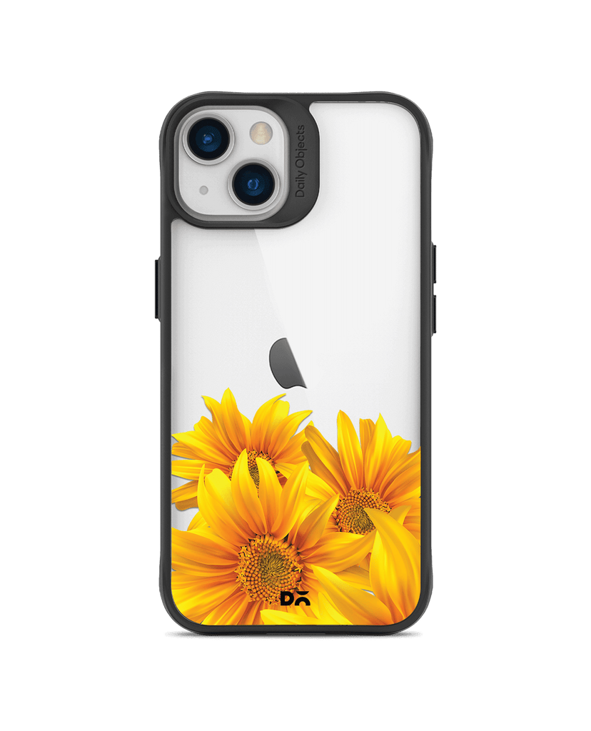 DailyObjects Clear Bright Sunflowers Black Hybrid Clear Case Cover For iPhone 13