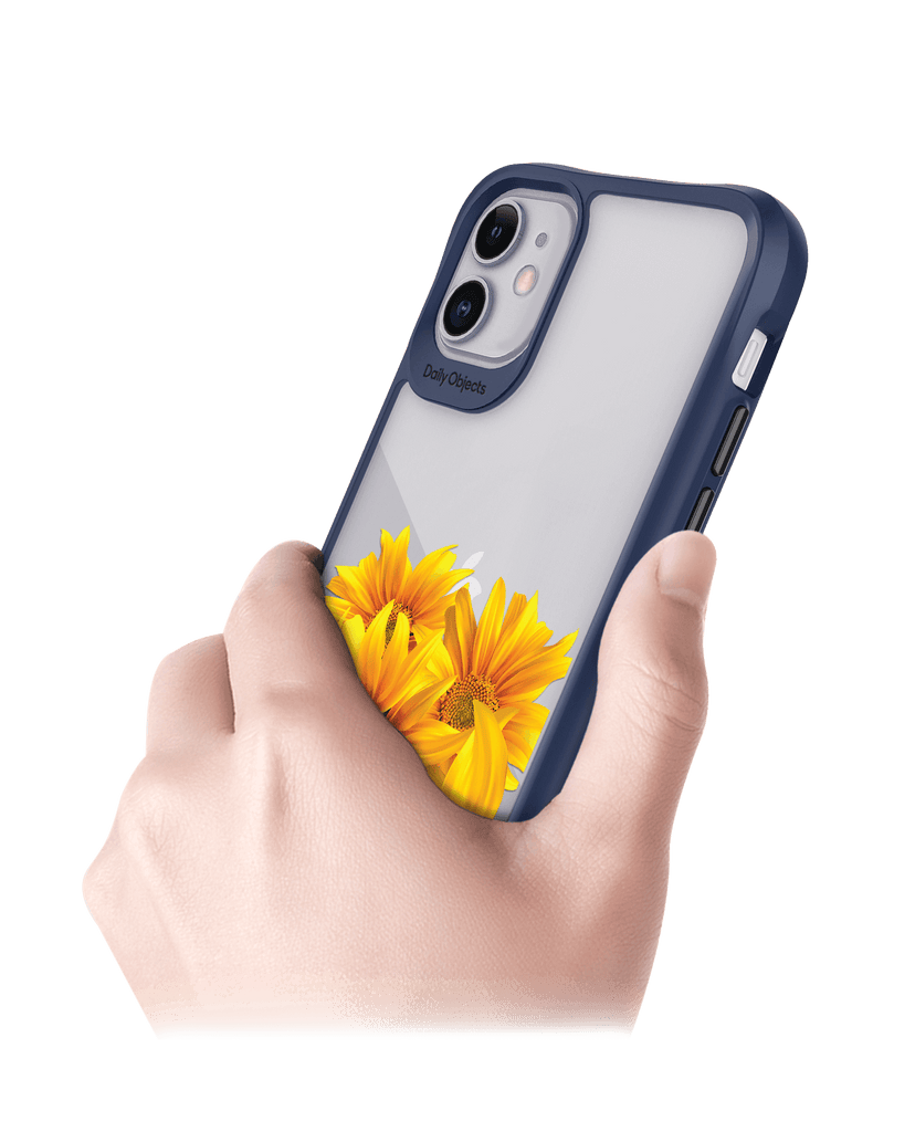 DailyObjects Clear Bright Sunflowers Blue Hybrid Clear Case Cover For iPhone 11