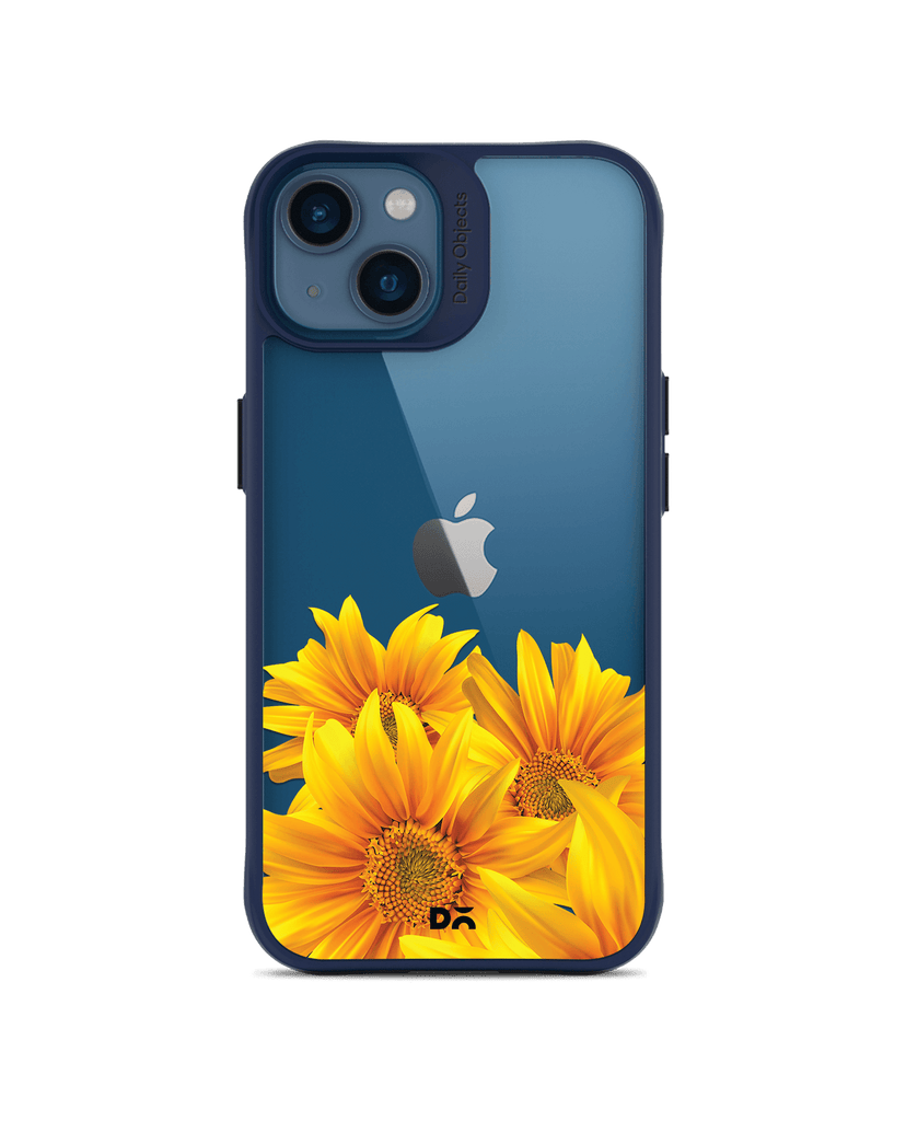 DailyObjects Clear Bright Sunflowers Blue Hybrid Clear Case Cover For iPhone 13 Mini