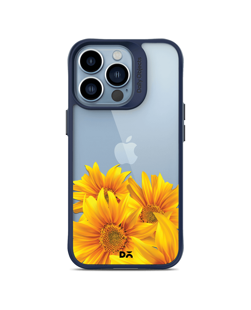 DailyObjects Clear Bright Sunflowers Blue Hybrid Clear Case Cover For iPhone 13 Pro Max