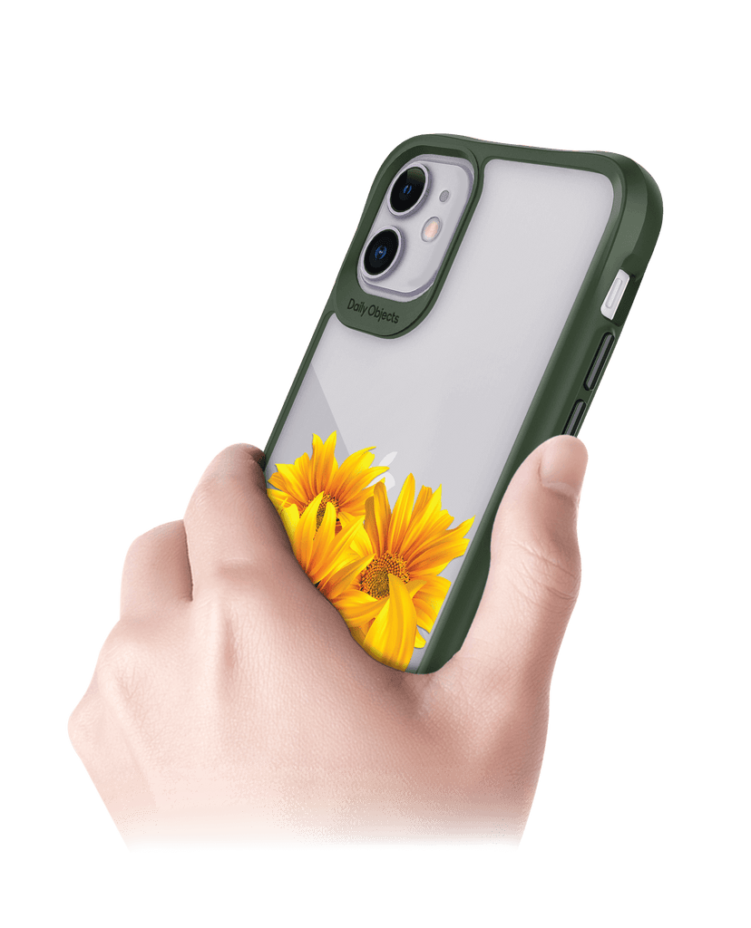 DailyObjects Clear Bright Sunflowers Green Hybrid Clear Case Cover For iPhone 11