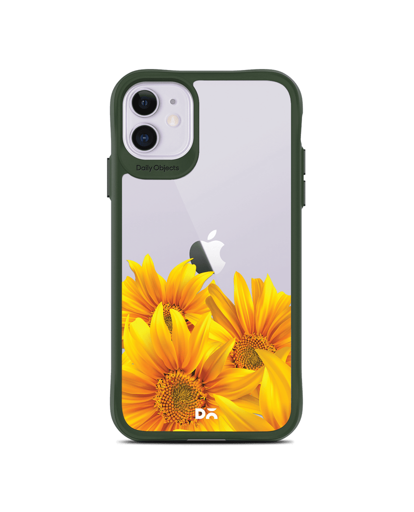 DailyObjects Clear Bright Sunflowers Green Hybrid Clear Case Cover For iPhone 11