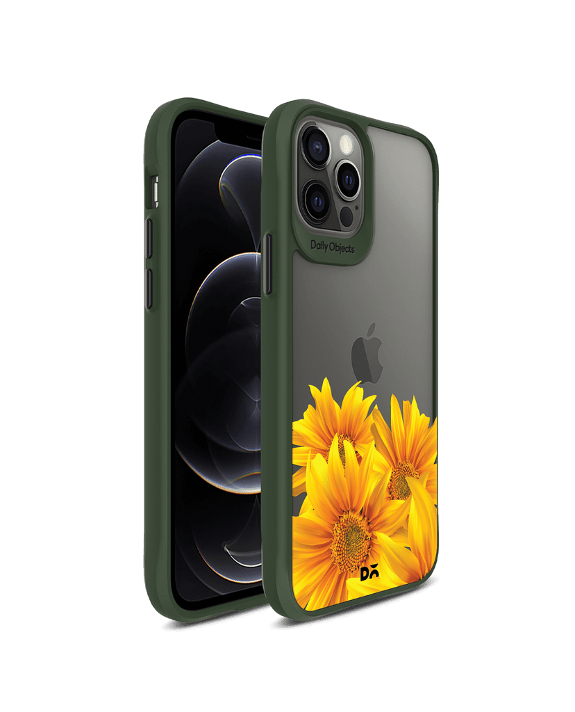 DailyObjects Clear Bright Sunflowers Green Hybrid Clear Case Cover For iPhone 12 Pro Max