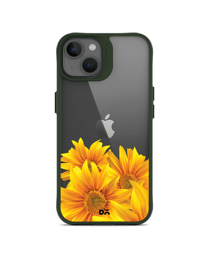 DailyObjects Clear Bright Sunflowers Green Hybrid Clear Case Cover For iPhone 13