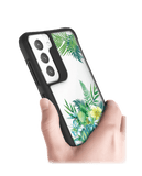 DailyObjects Clear Ferns & Flowers Black Hybrid Clear Case Cover For Samsung Galaxy S21 FE