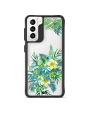 DailyObjects Clear Ferns & Flowers Black Hybrid Clear Case Cover For Samsung Galaxy S21 FE