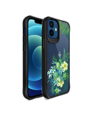 DailyObjects Clear Ferns & Flowers Black Hybrid Clear Case Cover For iPhone 12 Mini