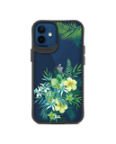 DailyObjects Clear Ferns & Flowers Black Hybrid Clear Case Cover For iPhone 12 Mini