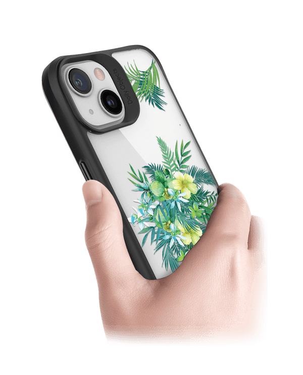 DailyObjects Clear Ferns & Flowers Black Hybrid Clear Case Cover For iPhone 13 Mini
